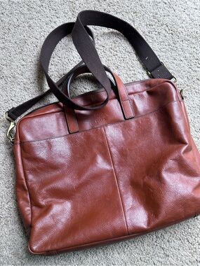Fossil Men's Leather Laptop Bag in Chestnut Brown